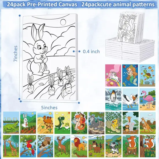 5x7Inch - 24 Pcs Pre Drawn Canvas for Painting for Kids Adults {2}