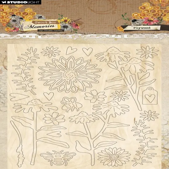 Heather Eaton Plywood Elements Sweet Bee Memories-Nr. 03, Florals & Grunge {1}