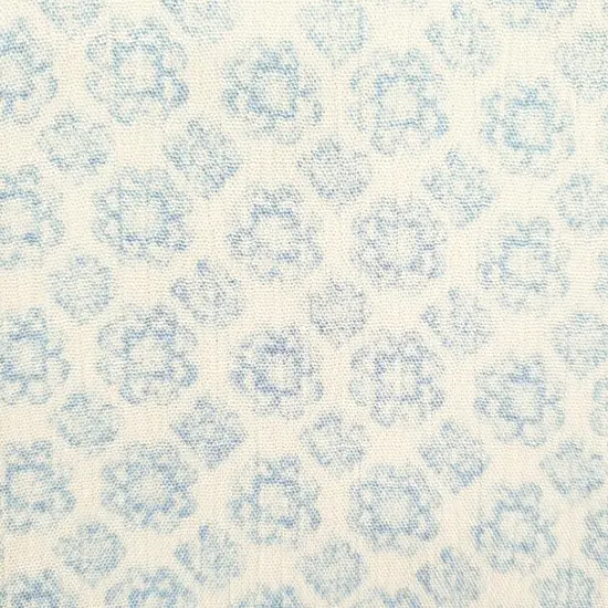 1 Yard Off White/Blue Floral Crinkle Rayon Fabric for Sewing Apparel Dresses 50/52 Inch Width {3}