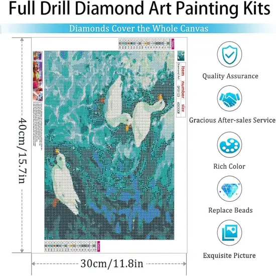 Diamond Painting Kits for Adults, 5D Swan Lake Diamond Art Kits for Beginners, DIY Full Drill Paint with Diamonds for Home Wall Decor 12 x 16 Inch {4}