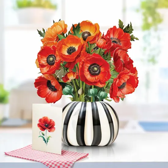 Paper Pop-Up Flower Card, French Blooms, Forever Flowers Bouquet 3D Popup Greeting Cards, Blank Note Envelope, Birthday Gift Cards, Mother's Day, Holiday Decorations {3}