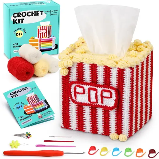 Crochet Kit - Popcorn Tissue Box {1}