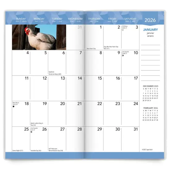 Chickens | 2026-2027 3.5 x 6.5 Inch Two Year Monthly Pocket Planner Calendar {3}