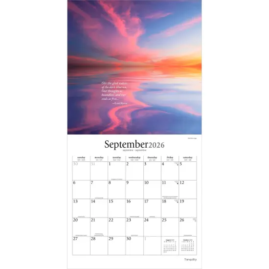 Tranquility | 2026 12 x 24 Inch (Hanging) Monthly Square Wall Calendar | Plastic-Free {4}