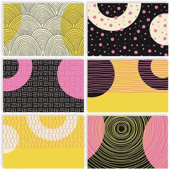 100-Pack All Occasion Greeting Cards, Modern Art Designs, Assorted Blank Note Cards, 4 x 6 inch, 6 Exclusive Abstract Designs, Blank Inside, with Envelopes {1}