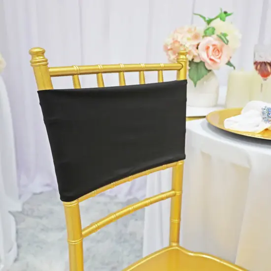 10 Pieces Classic Black Stretch Spandex Chair Bands 7 x 13 Inches {2}