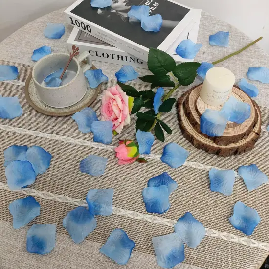 1500 PCS Separated Artificial Gradient Blue Rose Petals for Romantic Night for her set,Faux Gradient Blue Flower Petals for Flower Girl Weddings Valentine Day Party Romantic Decoration {3}