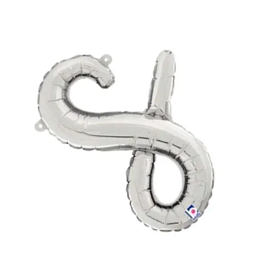 Betallic&reg; 14 Inch Script Letter S Silver Air Fill Only Balloon {6}