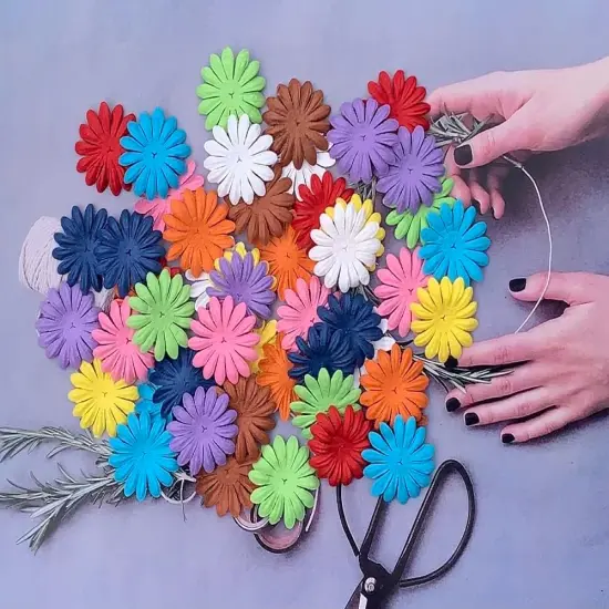 Artificial Flowers 100 Pcs Handmade Mulberry Paper Daisy Petals 40x40mm Mulberry Paper Daisy Flowers Scrapbooking Wedding DIY Craft Supplies Card {5}