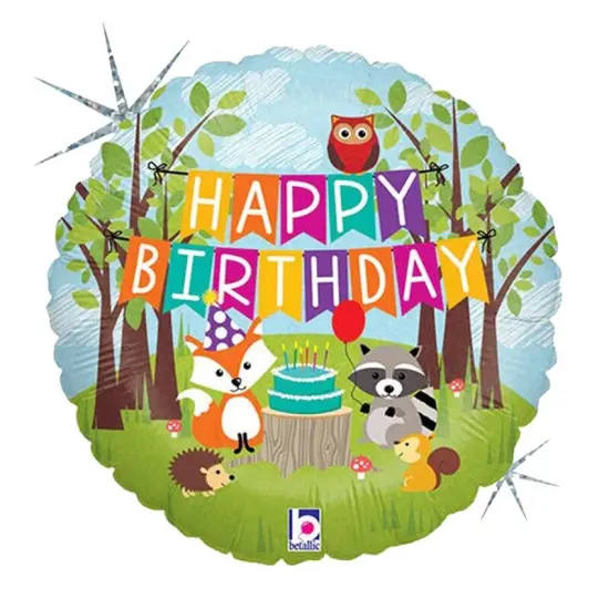 18" Woodland Birthday Party Foil Balloon Forest Animal Celebration Decor {1}