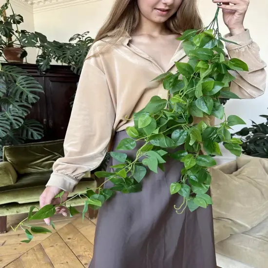 2pcs Artificial Hanging Plants Vines for Room Decor Fake Ivy Greenery Garlands for Patio Home Bedroom Wall Summer Decor {1}