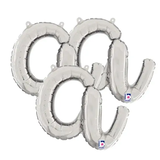 Betallic&reg; 14 Inch Script Letter A Silver Air Fill Only Balloon {6}