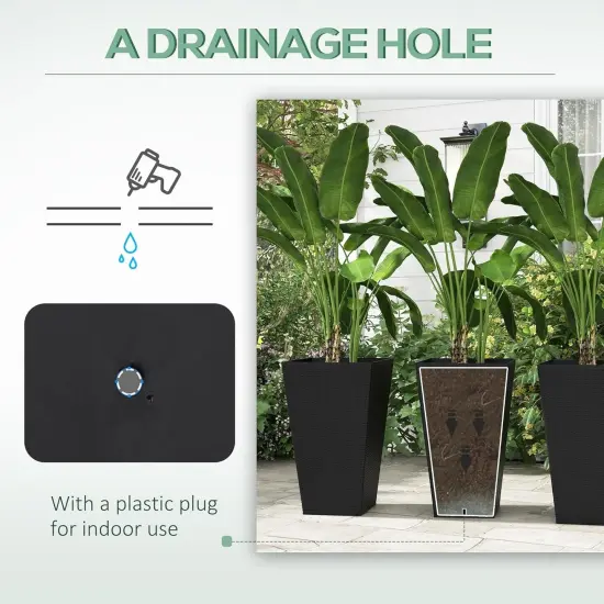 3-Piece Ceramic Indoor Planter Set with Drainage Holes Black {3}
