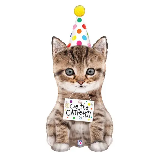Cue The Catfetti Cat Foil Balloon Cat Shape 36" {1}