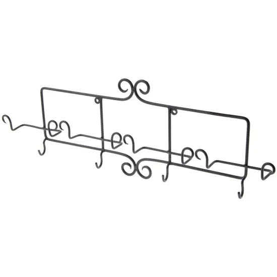 Bard's Black Wrought Iron Horizontal Wall Mountable Cup and Saucer Hanger, 26" W x 2.25" D x 8.5" H (Holds 4 Cup and Saucer Sets) {1}