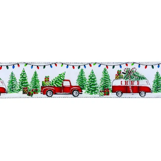 Designer's Shop Holiday Tree truck wired ribbon, WR 63-5135 2.5&rdquo; x 10 yard {4}