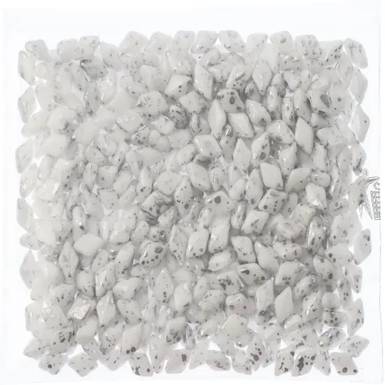 Matubo 2-Hole Czech Glass Silver Splash Gemduo Beads, 50g Chalk White {2}