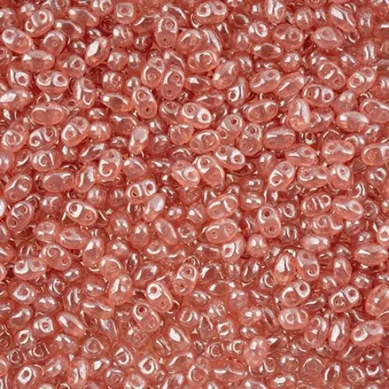 Matubo 2-Hole Czech Glass Opaque Miniduo Beads, 50g OpalRose WhiteLuster {1}