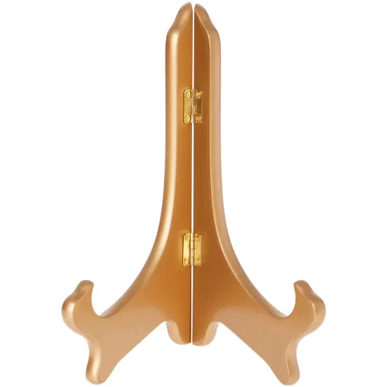 Bard's Hinged Gold-toned MDF Wood Plate Stand, 9" H x 7.25" W x 5" D (For 9" - 10.5" Plates) {1}