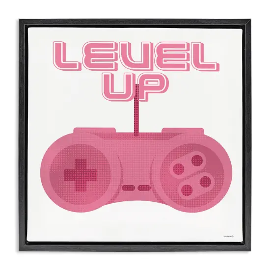 Stupell Industries Girl Gamer Pink Level Up Floating Frame Design by Yass Naffas Designs {1}