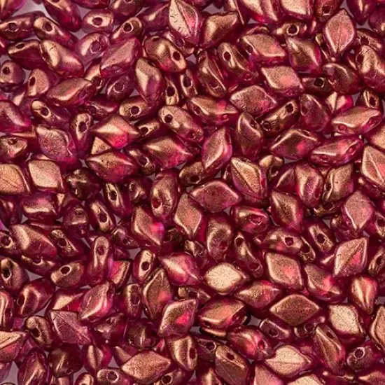 Matubo 2-Hole Czech Glass Crystal Halo Gemduo Beads, 50g French Rose {1}