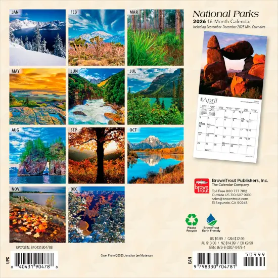 National Parks | 2026 7 x 14 Inch (Hanging) Monthly Mini Wall Calendar {2}