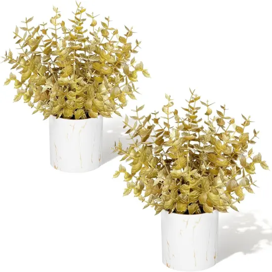 2 Pack Fall Fake Plants Eucalyptus Potted {1}