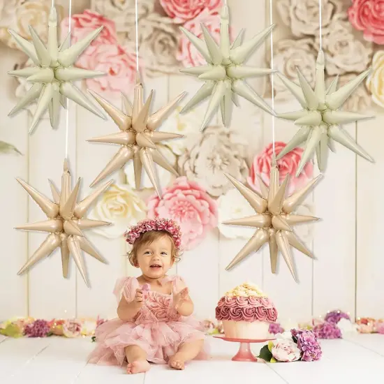 Caramel Star Balloon Foil Balloons Spike Cone Balloon for Birthday Baby Shower Wedding Boho Party Decorations {4}