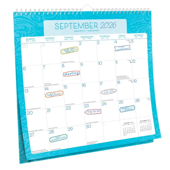 Seaside Currents | 2026 12 x 12 Inch (Hanging) Monthly Square Wire-O Calendar | Sticker Sheet {4}