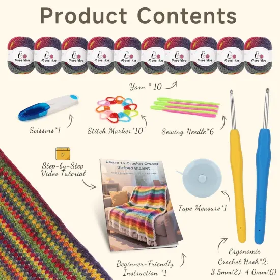 Crochet Blanket Kit for Beginners {2}