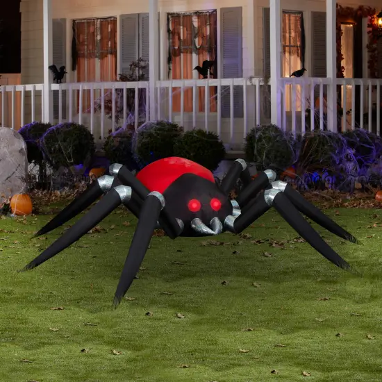 14.5' Gemmy Airblown Inflatable Colossal Halloween Projection Fire and Ice Black and Red Spider Yard Decoration 551575 {2}
