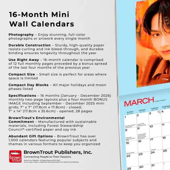 Seventeen OFFICIAL | 2026 7 x 14 Inch (Hanging) Monthly Mini Wall Calendar | {6}