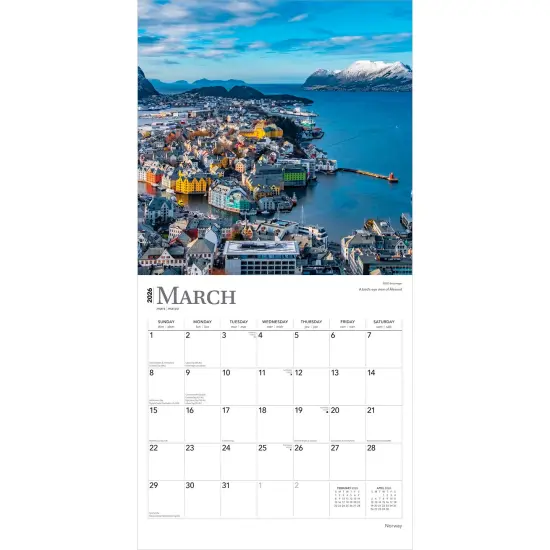 Norway | 2026 12 x 24 Inch (Hanging) Monthly Square Wall Calendar | Plastic-Free {3}