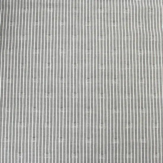 1 Yard Gray & Ivory Rayon Dobby Pinstripe Fabric 57/58" Wide for Shirts & Dresses {2}