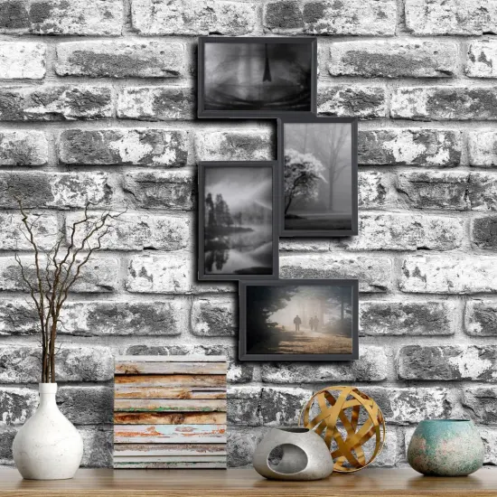 Black 4-Photo Collage Frame 8&frac14;" x 16&frac14;" &ndash; Versatile Vertical or Horizontal Hanging, Durable Lightweight Plastic {4}