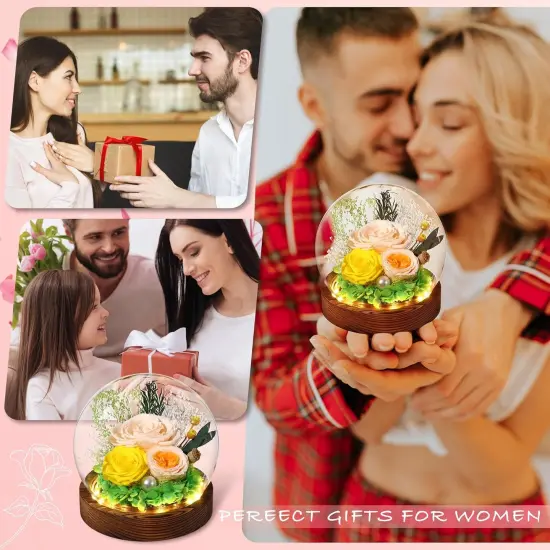 Gifts for Her Preserved Flower Rose in Glass Dome {3}