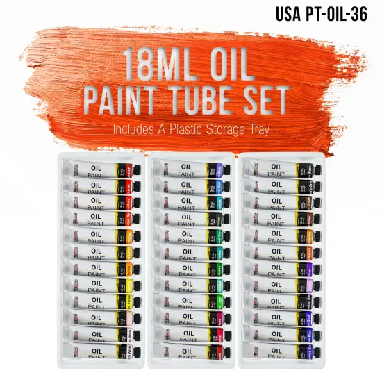 Professional 36 Color Set of Art Oil Paint in Large 18ml Tubes - Rich Vivid Colors for Artists, Students, Beginners - Canvas Portrait Paintings {2}