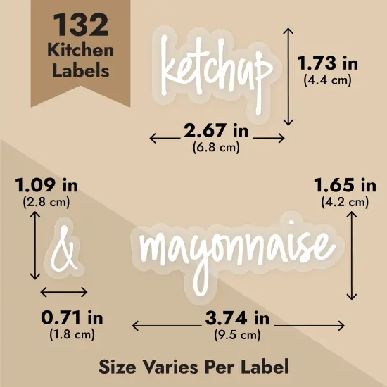Talented Kitchen 132 White Script Oil and Vinegar Labels for Bottles, Clear Preprinted Condiments and Olive OIl Label Stickers for Squeeze Dispensers, Kitchen Pantry Organization {6}