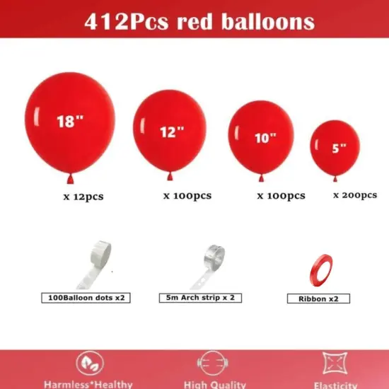 412pcs Red Latex Balloons {2}