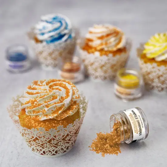 Metallic Gold Edible Shimmer Flakes, 4 Gram Jar {2}