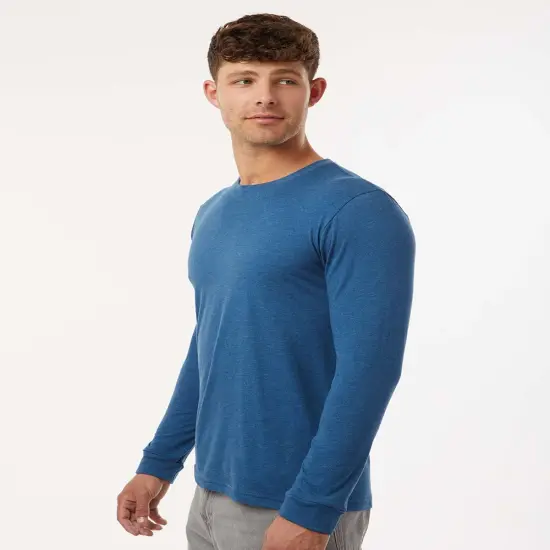 Next Level&reg; Sueded Classic Fit Crewneck Long Sleeve T-Shirt Heather forest green {5}