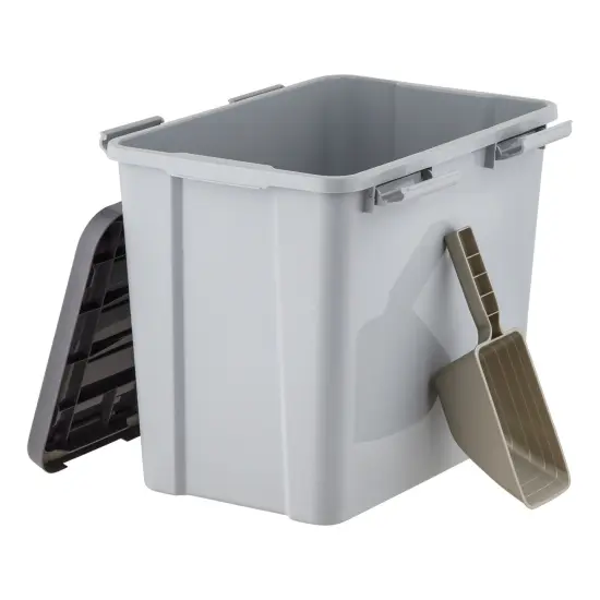 IRIS USA 40lbs/32qt Dog Food Storage Container with 2 Cup Scoop, Gasket Seal Lid, Gray/Dark Gray {3}