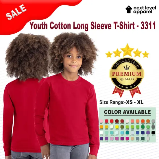 Next Level&reg; Youth Cotton Long Sleeve T-Shirt Heather grey {2}