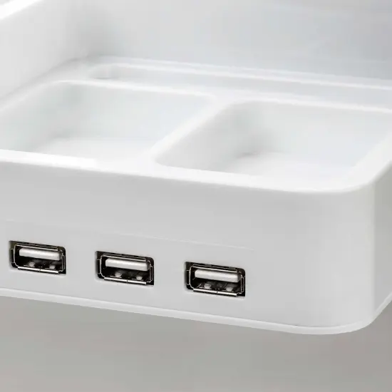 All-in-One Desk Organizer & Docking Station/Stand for iPad/iPhone/Tablets/Smartphones with 3 USB Ports {4}