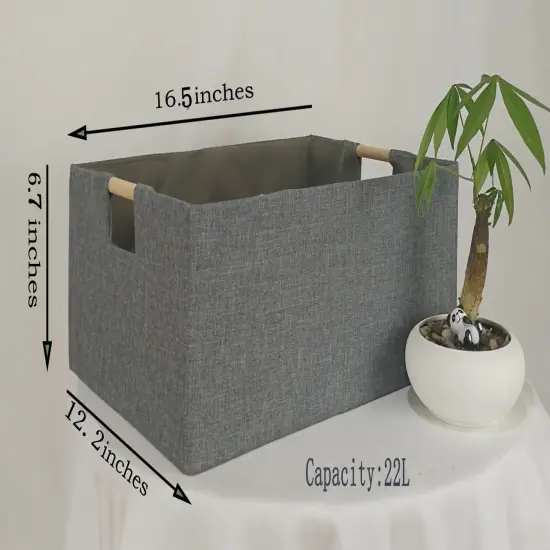 Storage Bin for Shelves Rectangle Closet Baskets Foldable Box with Handles Gray Shelf Baskets Toy Boxes for Home Office Car Dormroom {1}