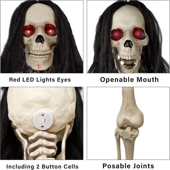 5.4 Ft Halloween Skeleton - Full Body Posable Joints {4}