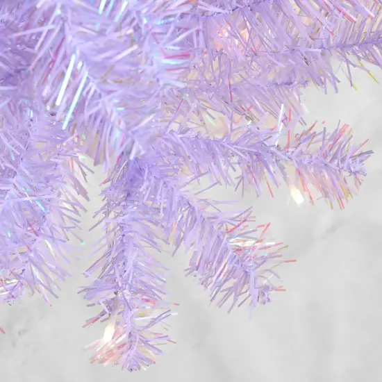 4ft Pre Lit Christmas Tree Mini Artificial Tree with Twinkling LED Lights for Bedroom or Apartment Lavender {4}