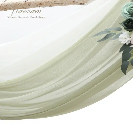 Wedding Arch Draping Fabric 2 Panels 20Ft Sage Green Chiffon Fabric Drapes Arbor Drapery Wedding Ceremony Reception Swag Decorations {2}
