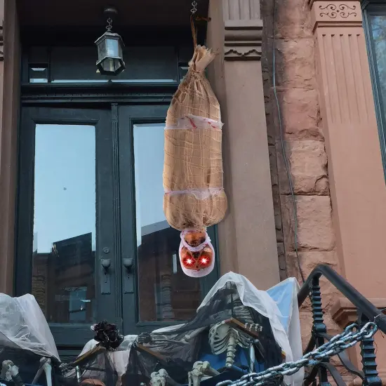 35" Halloween Animated Hanging Cocoon Corpse Decoration {3}