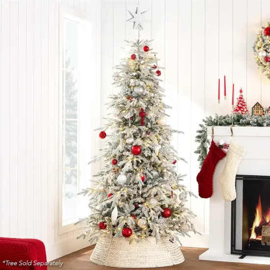 Natural Water Hyacinth Christmas Tree Collar Braided Design with Cord Cut Out and Easy Assembly {4}